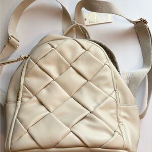 Urban Expressions Cream Quilted Backpack